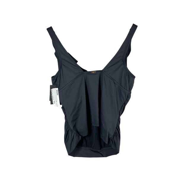 Lauren Ralph Lauren Black Padded Ruffle V Neck Tankini Swim Size 18W - Picture 2 of 6